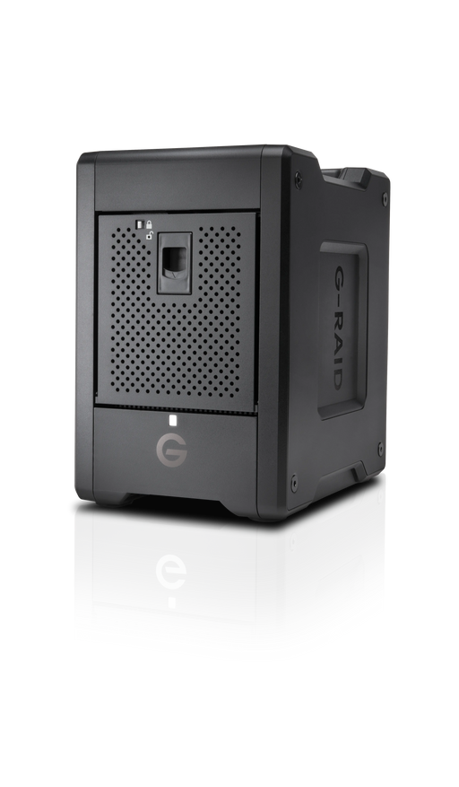 G-RAID Shuttle 4 vu de face et orienté vers la gauche