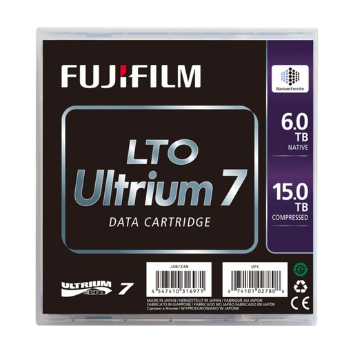 Cartouche de données Fujifilm LTO Ultrium 7, face avant du boîtier