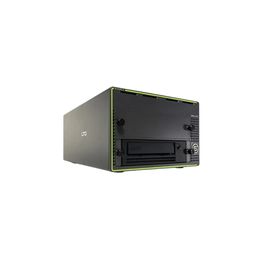 SymplyPRO XTH Thunderbolt black and green viewed from the front with the bottom bay filled and anged to the right