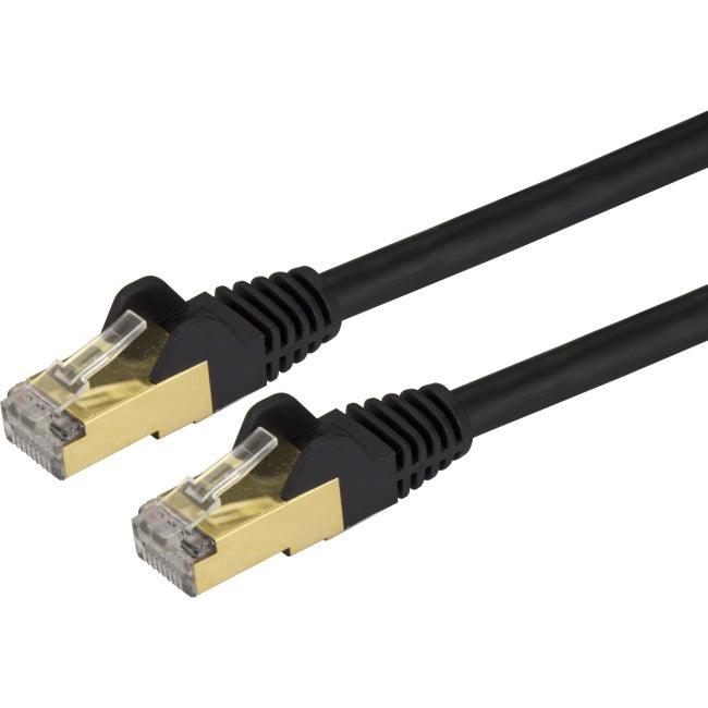 StarTech.com 6 in CAT6a Ethernet Cable - 10 Gigabit Category 6a Shielded Snagless 100W PoE Patch Cord - 10Gb Black UL Certified Wiring/TIA