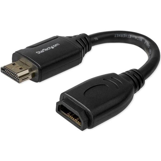 StarTech.com 6in High Speed HDMI Port Saver Cable with 4K 60Hz - Short HDMI 2.0 Male to Female Adapter Cable - Port Extender (HD2MF6INL)