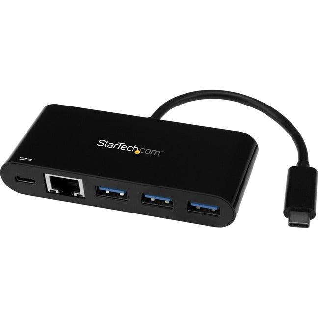 StarTech.com Hub USB-C 3 ports avec Gigabit Ethernet et 60 W Power Delivery Passthrough - USB-C vers 3xUSB-A - Hub adaptateur USB 3.0 Type-C 5 Gbit/s